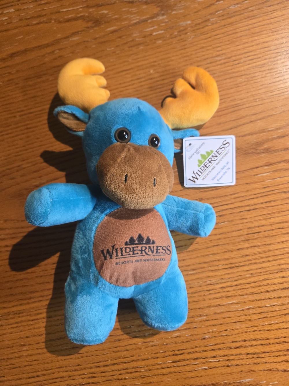 Wilderness Resort Blue Plush Moose with Orange Antlers
